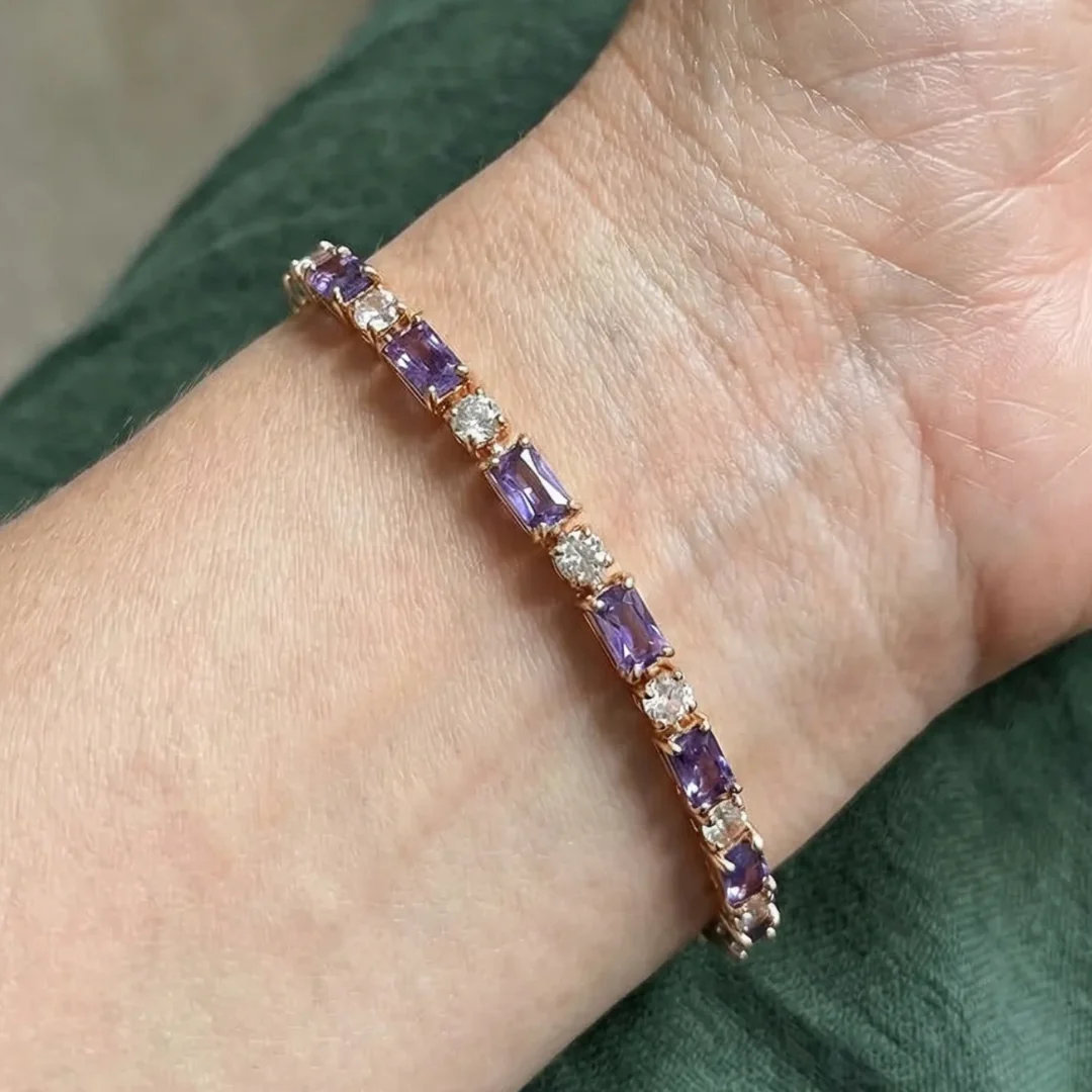 Amethyst Prism Tennis Bracelet | Rose Gold - Image 2