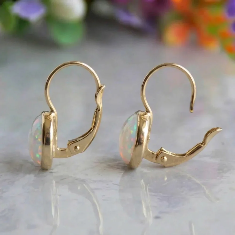 Antique Opal Glow Earrings | Gold - Image 2
