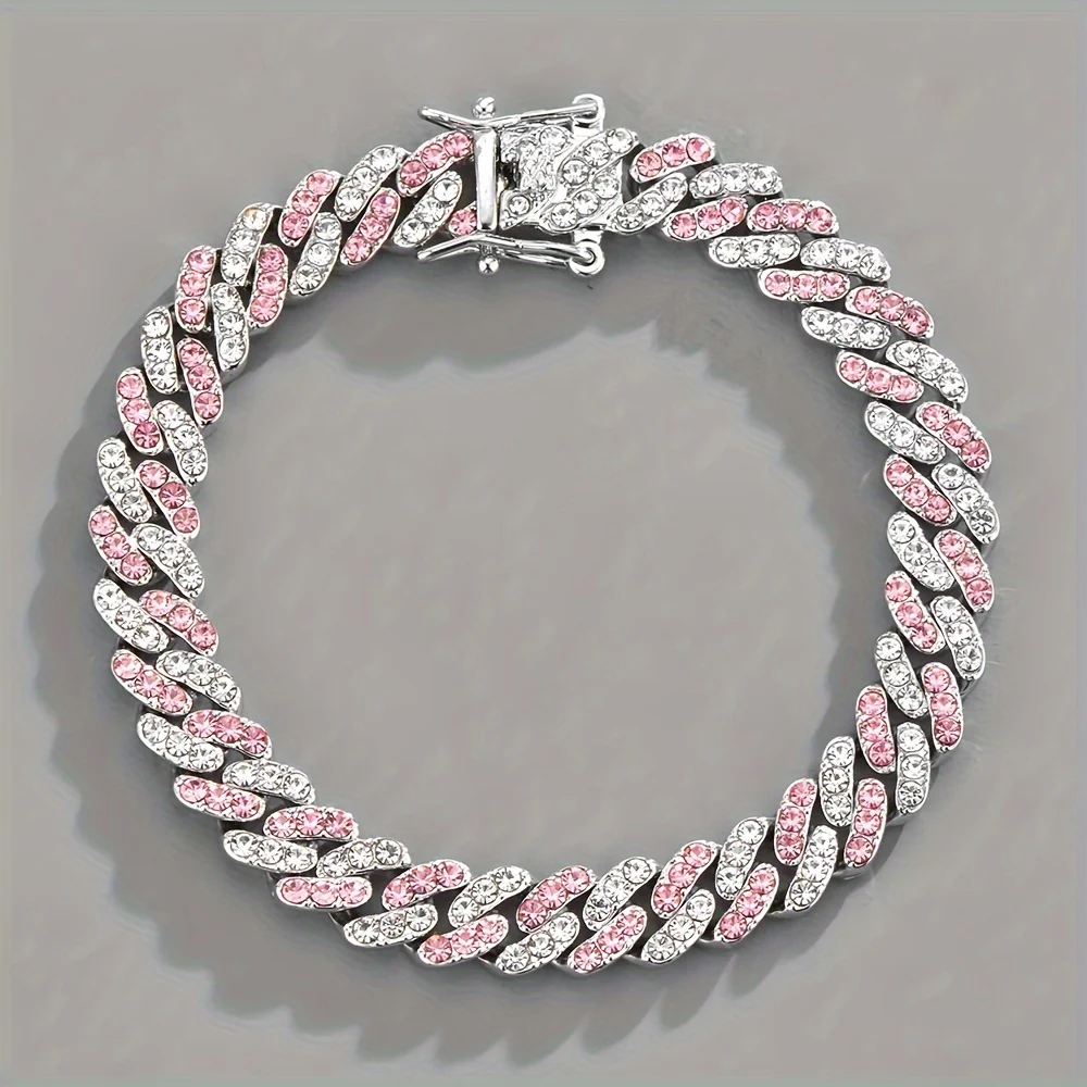 Arctic Blush Cuban Bracelet | White Gold - Image 3