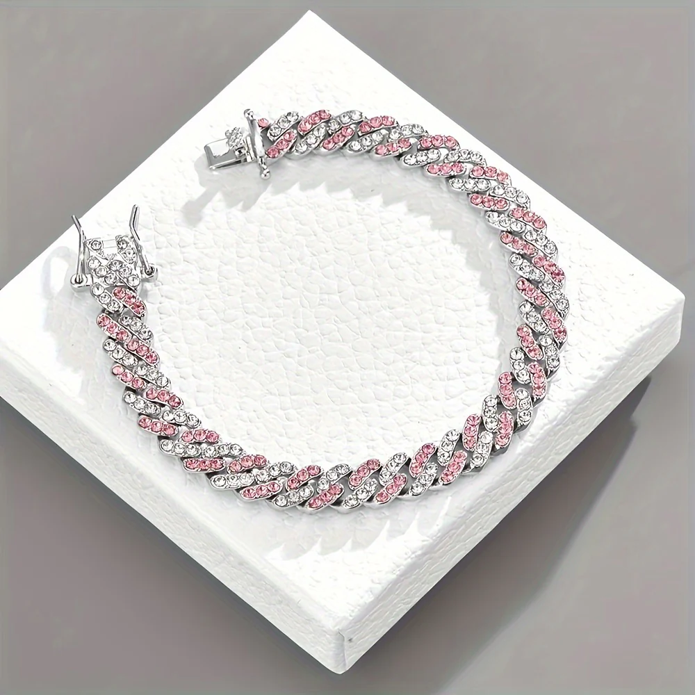 Arctic Blush Cuban Bracelet | White Gold - Image 4