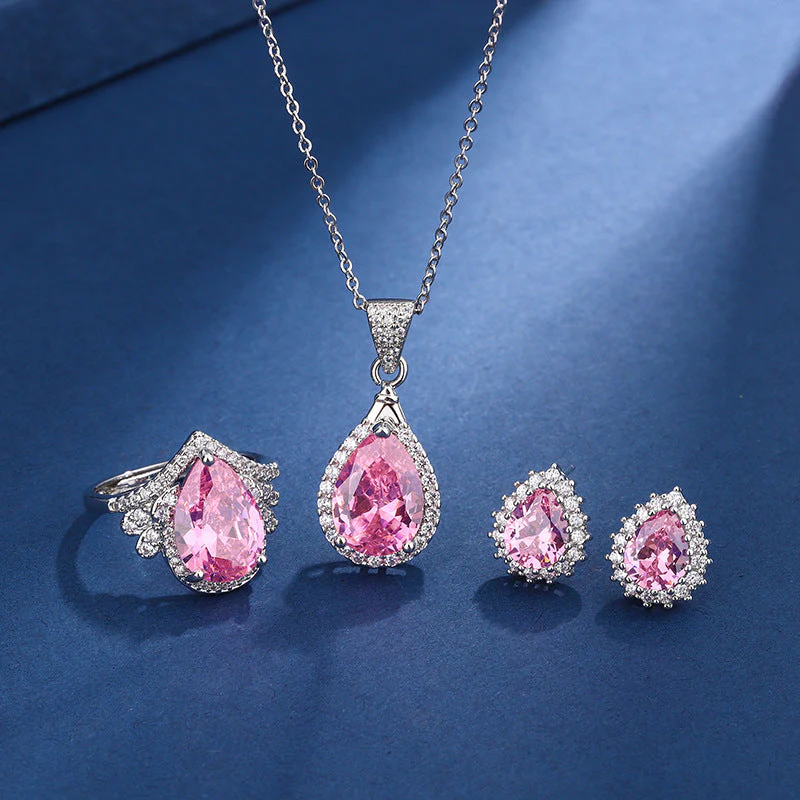 Aria Teardrop Pink Set | White Gold - Image 2