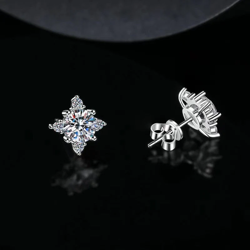 Aurelie flower earrings | White gold - Image 3