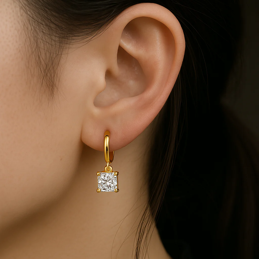 Aurora Square Drop Earrings | Gold - Image 2