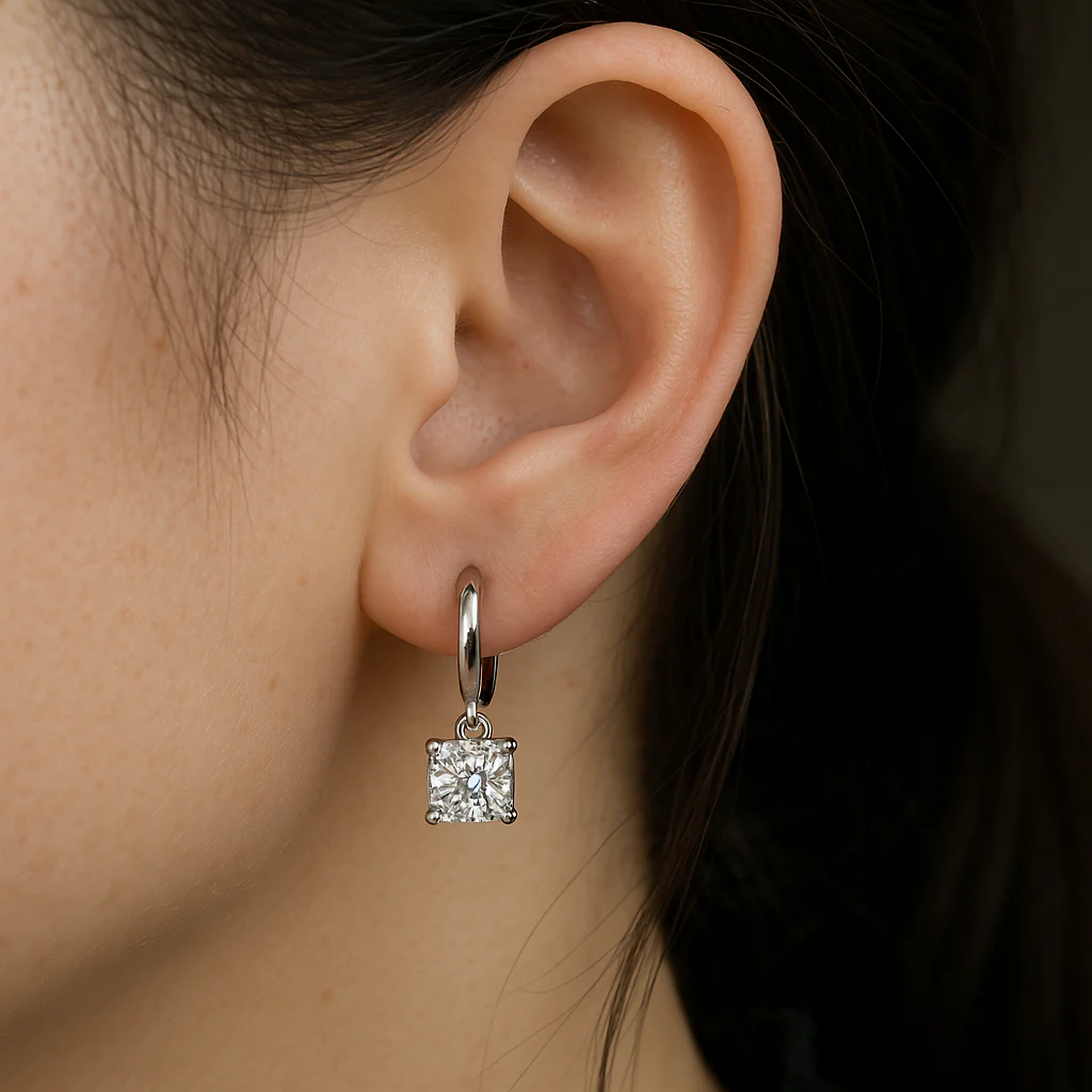 Aurora Square Drop Earrings | White gold - Image 2