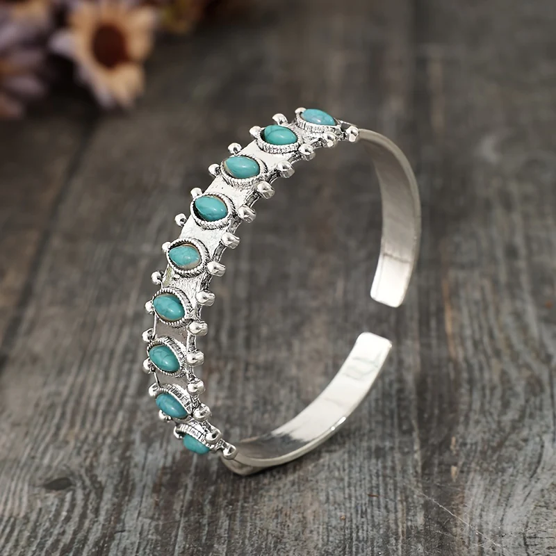 Azmira Turquoise Cuff Bracelet | White Gold - Image 2