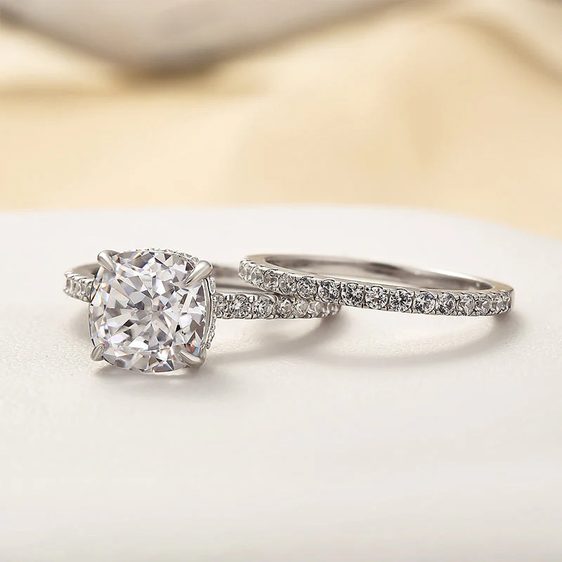Bridal Cushion 2PC Ring Set | White Gold - Image 2