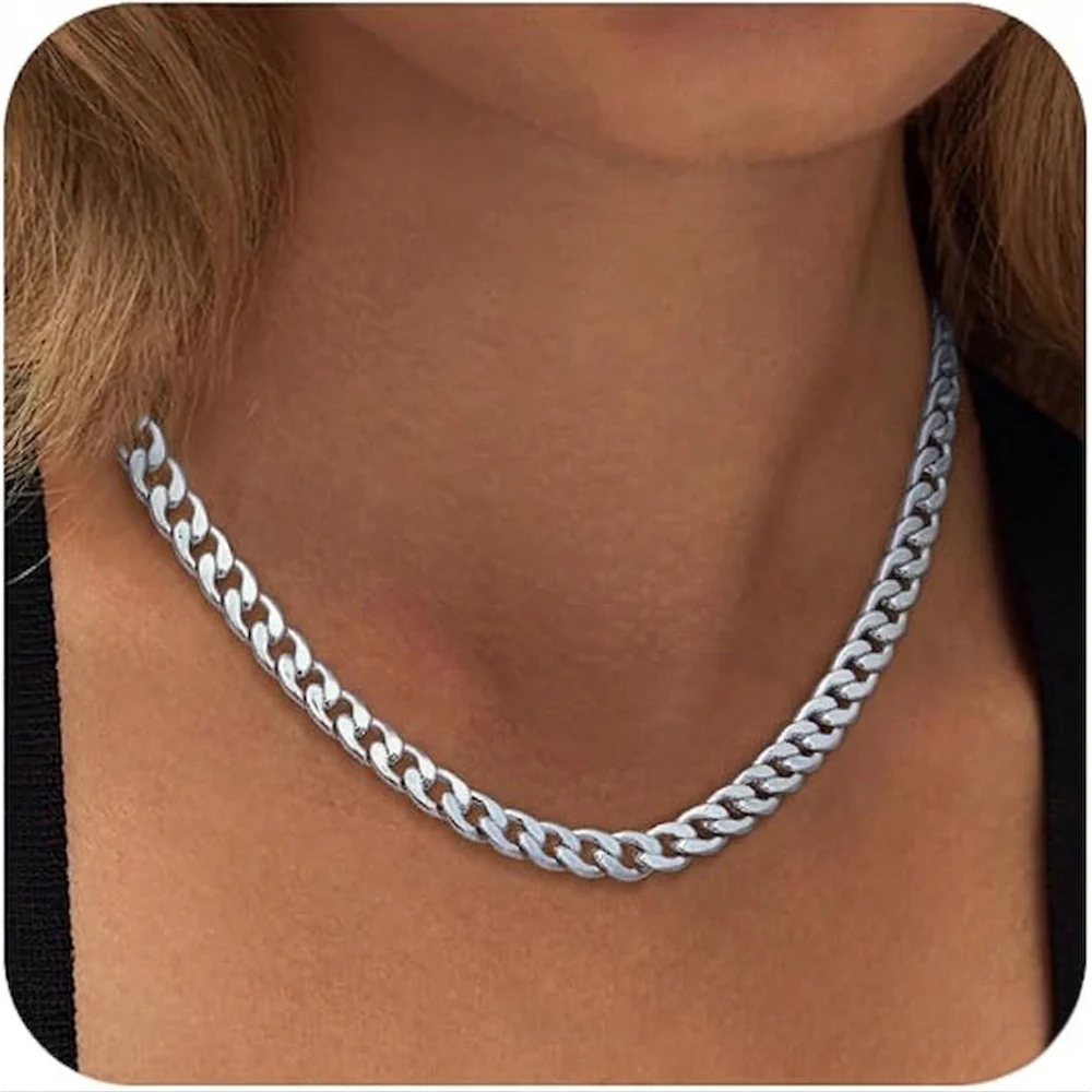 Chunky Cuban Link Necklace | White Gold - Image 5