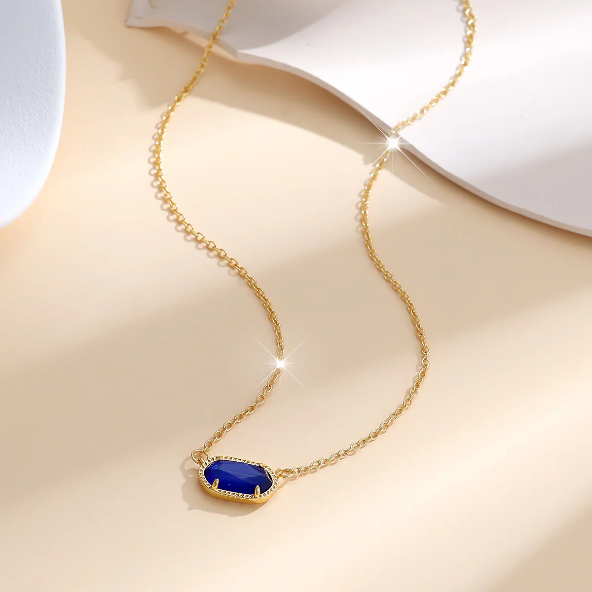 Classic Oval Sapphire Necklace | Gold - Image 2