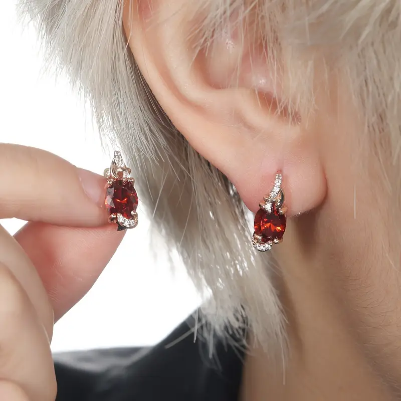 Crimson Twilight Drop Earrings | Gold - Image 4