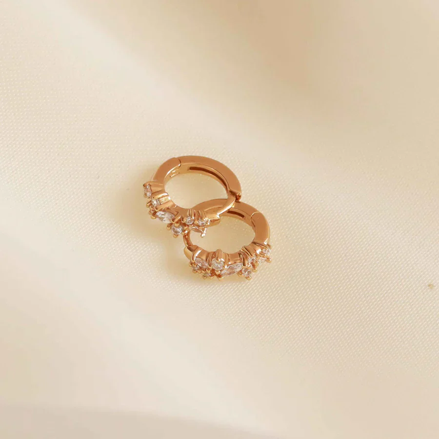 Crystal Cluster Huggies | White Gold - Image 3