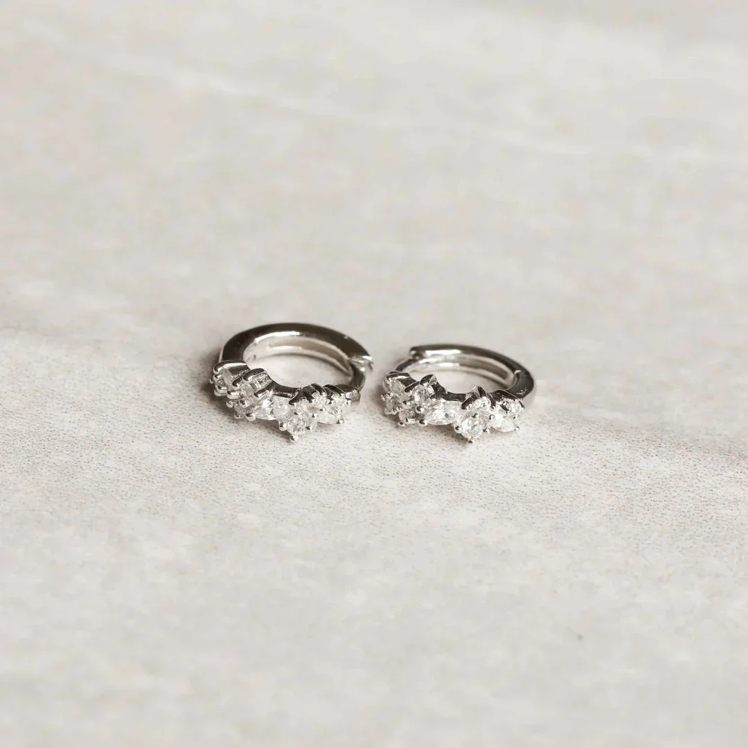 Crystal Cluster Huggies | White Gold - Image 6