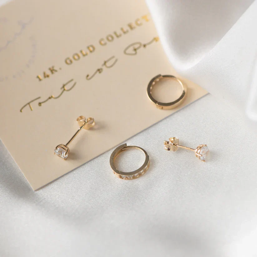 Dara Brillane Stone Earrings Set | Gold - Image 10