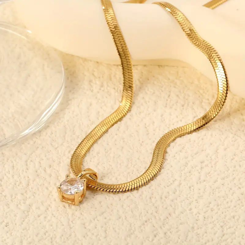 Elegant Rhinestone Pendant Necklace | Gold - Image 3