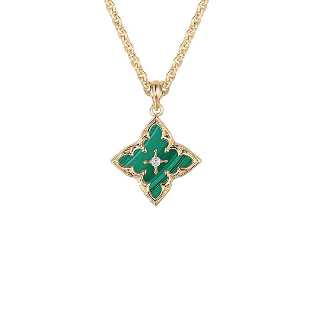 Emerald Clover Pendant Necklace | Gold - Image 2