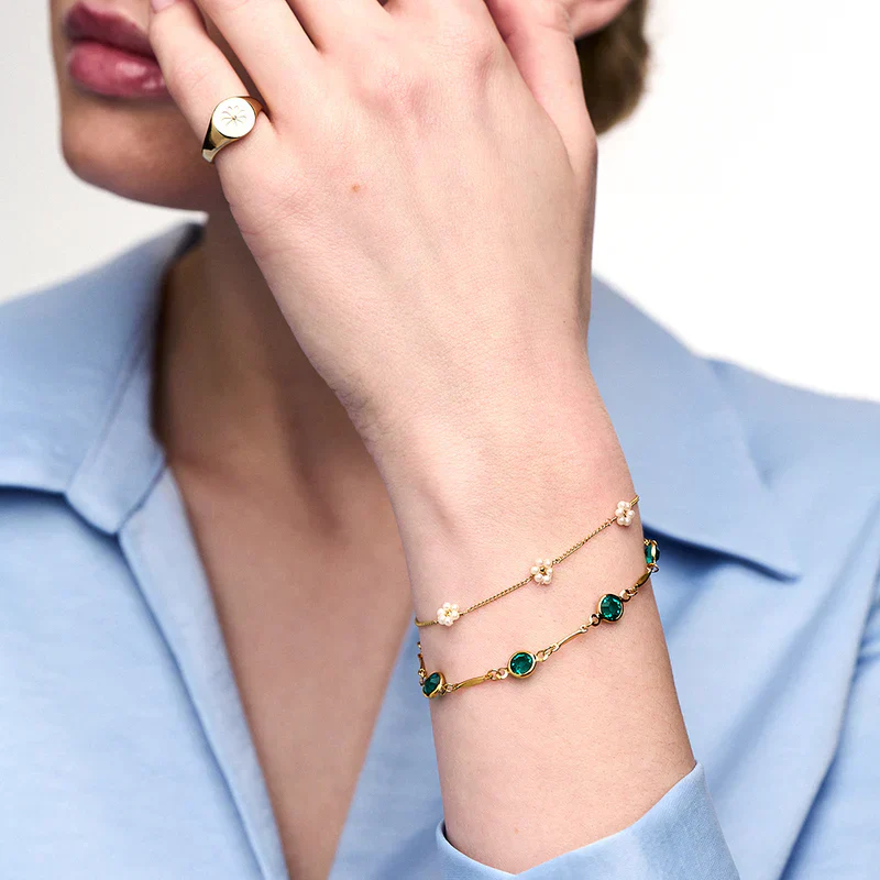 Emerald Link Chain Bracelet | Gold - Image 2