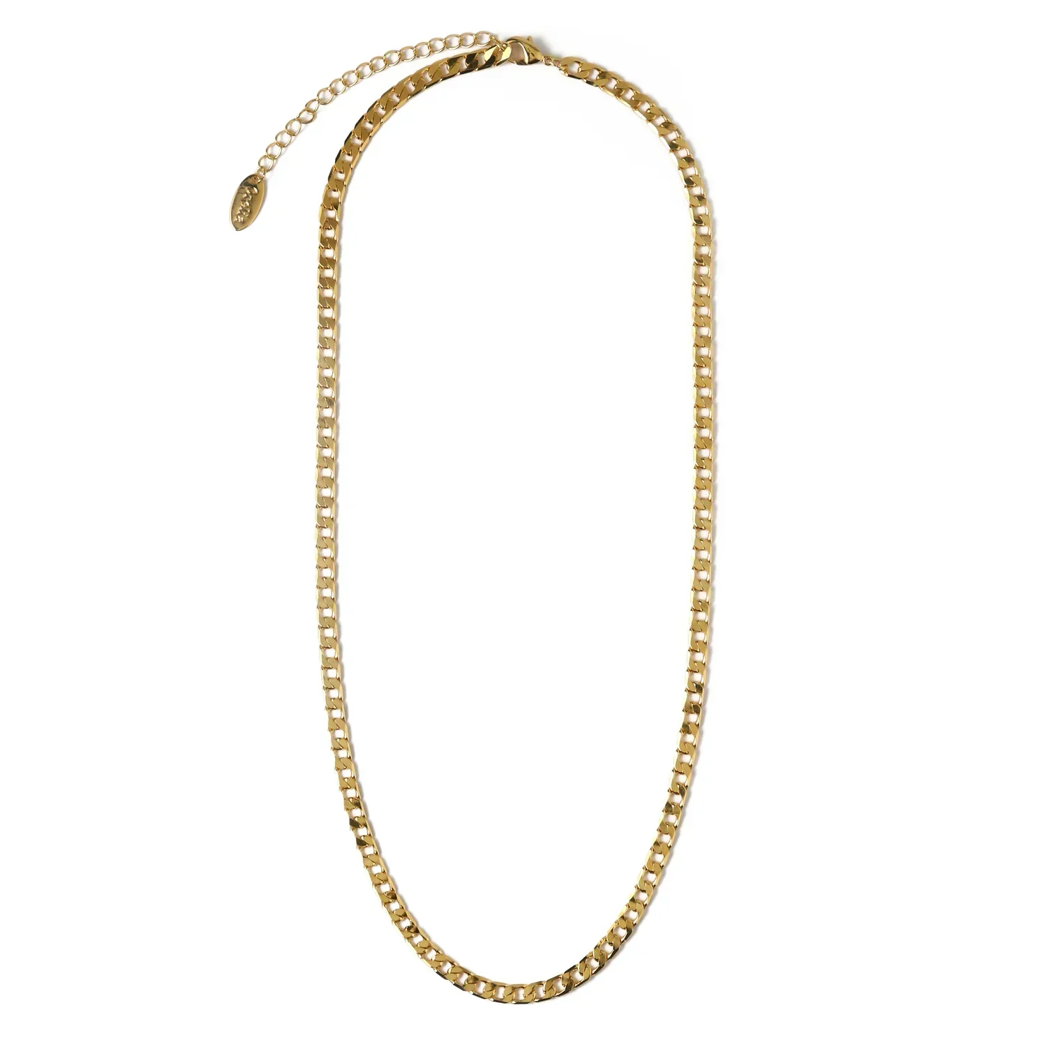 Flat Link Curb Chain Necklace | Gold - Image 2