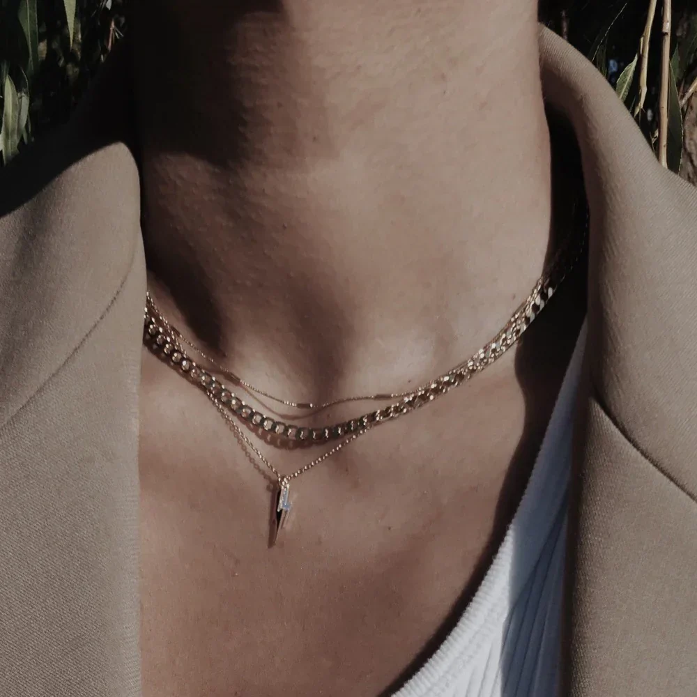 Flat Link Curb Chain Necklace | Gold - Image 3