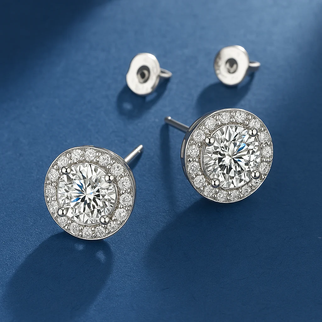 Glacé Glamour round Earrings | White gold - Image 2