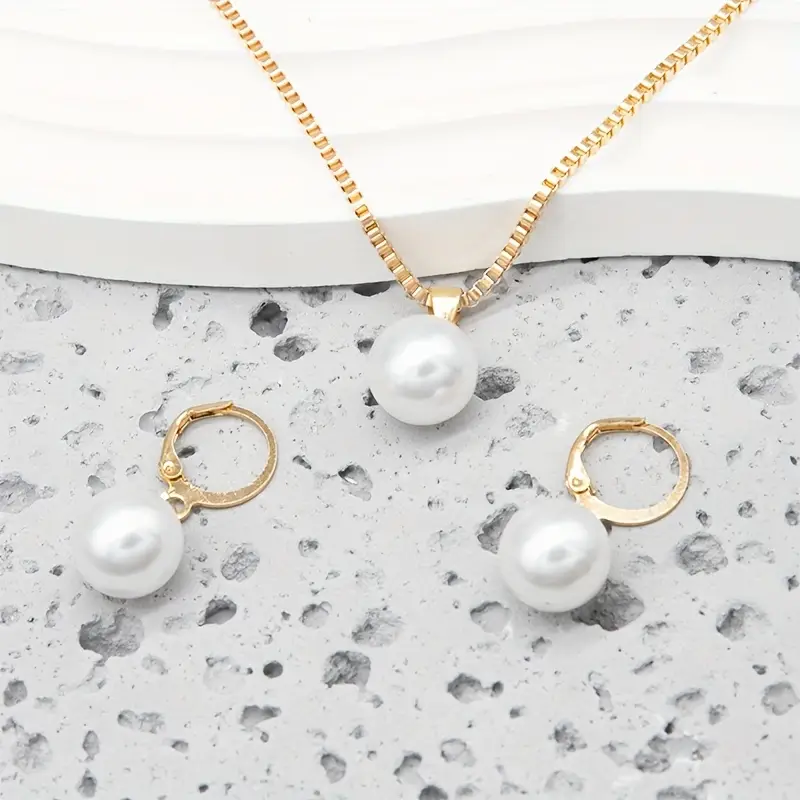Golden Grace Pearl Jewelry Set | Gold - Image 4