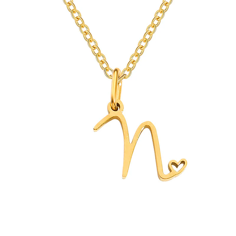 Heart Initial Necklace | Gold - Image 14