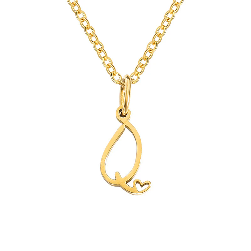 Heart Initial Necklace | Gold - Image 17