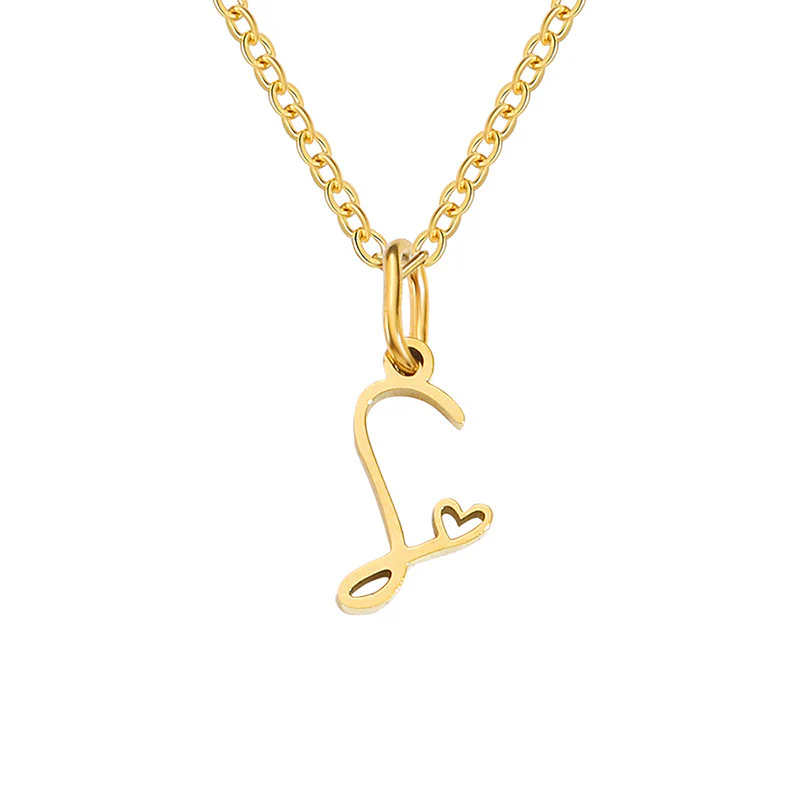 Heart Initial Necklace | Gold - Image 19