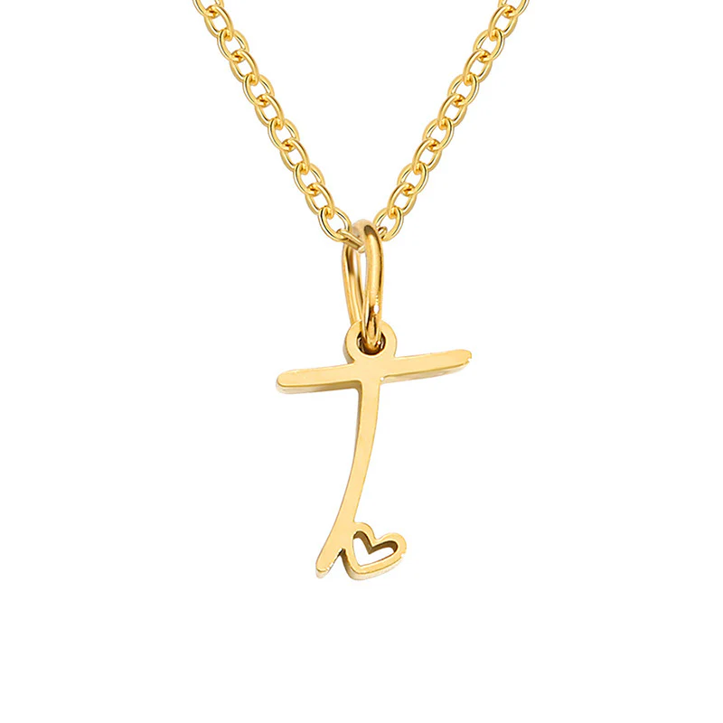 Heart Initial Necklace | Gold - Image 20