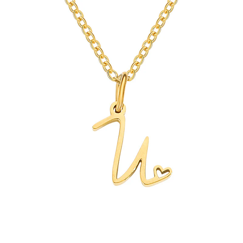 Heart Initial Necklace | Gold - Image 21