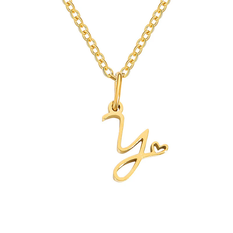 Heart Initial Necklace | Gold - Image 25