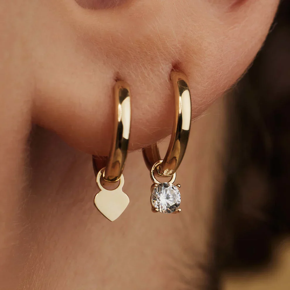 Larmes de Lune Stone Hoop Earrings | Gold - Image 3