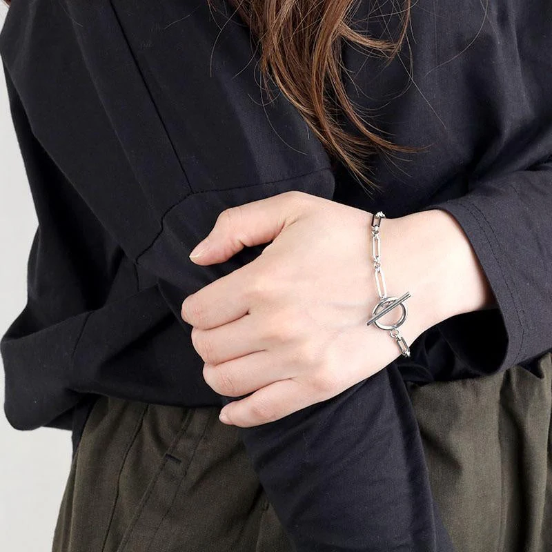Link T-Bar Bracelet | White Gold - Image 3