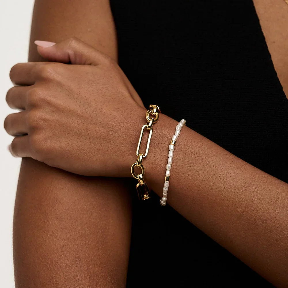 Link T-Bar Bracelet | White Gold - Image 6
