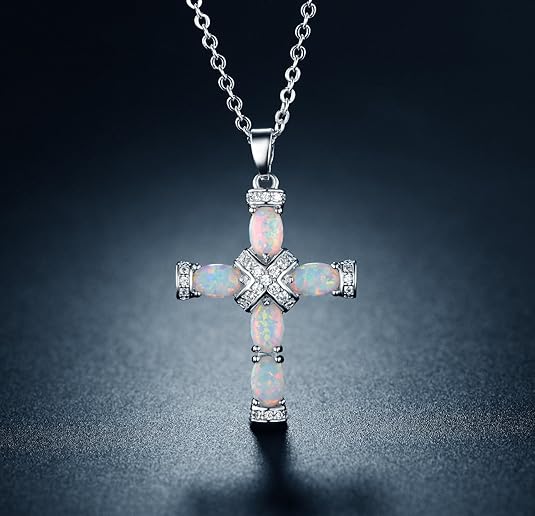 Lumen Opal Cross Necklace | Gold - Image 4