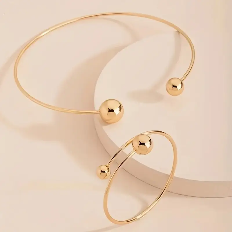 Minimalist Glow Collar & Cuff Bracelet Set | Gold - Image 3