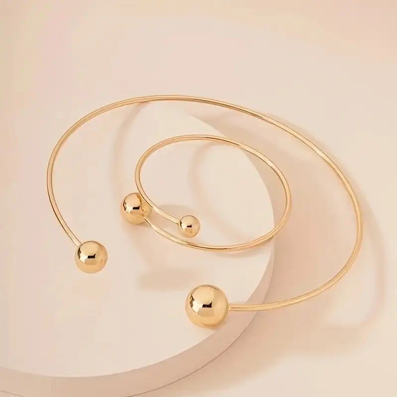 Minimalist Glow Collar & Cuff Bracelet Set | Gold - Image 4