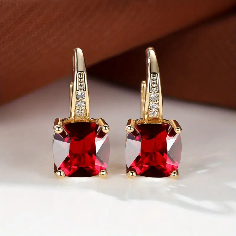 Mystic Sapphire Stone Hoop Earrings | Gold - Image 5