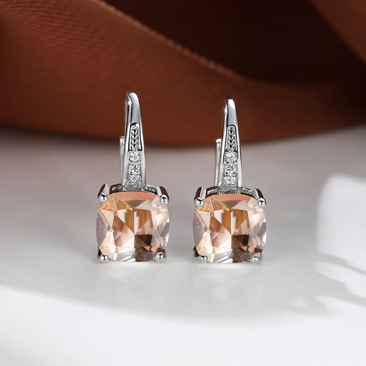 Mystic Stone Hoop Earrings | White Gold - Image 2