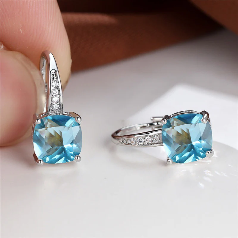 Mystic Stone Hoop Earrings | White Gold - Image 3