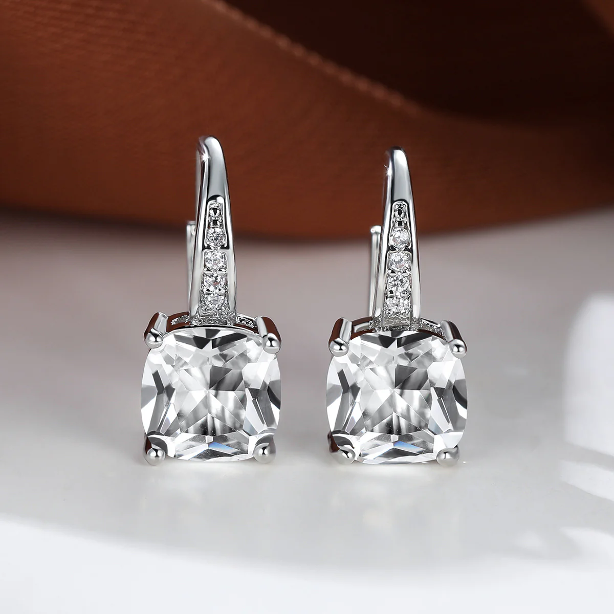 Mystic Stone Hoop Earrings | White Gold - Image 6