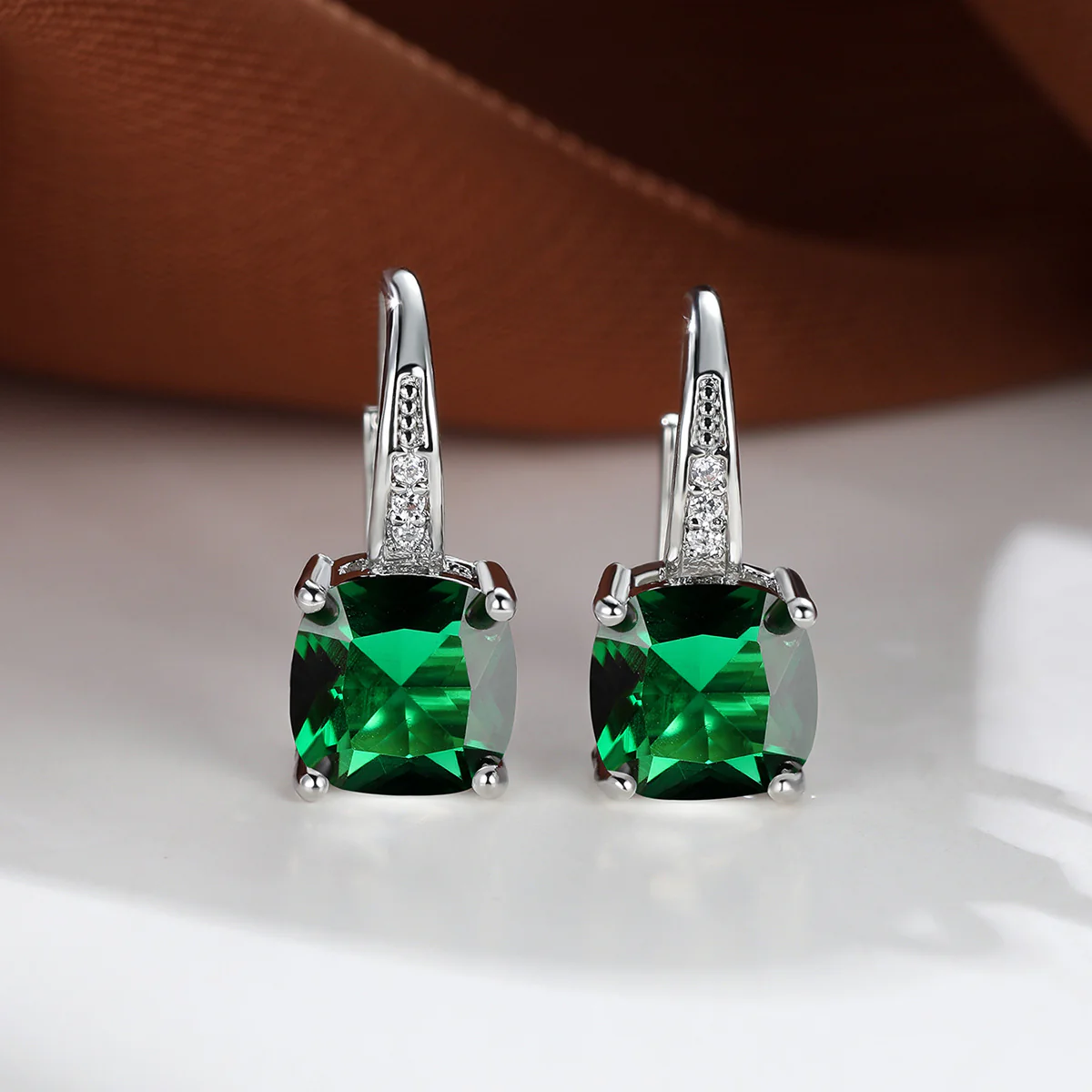 Mystic Stone Hoop Earrings | White Gold - Image 9