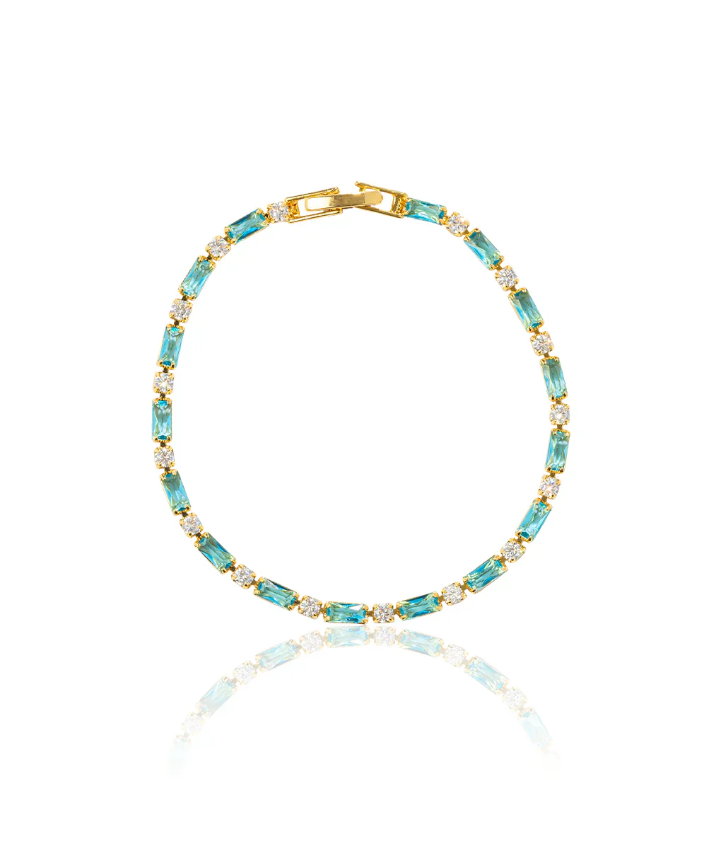 Natural Turquoise Stone Bracelet | Gold - Image 3