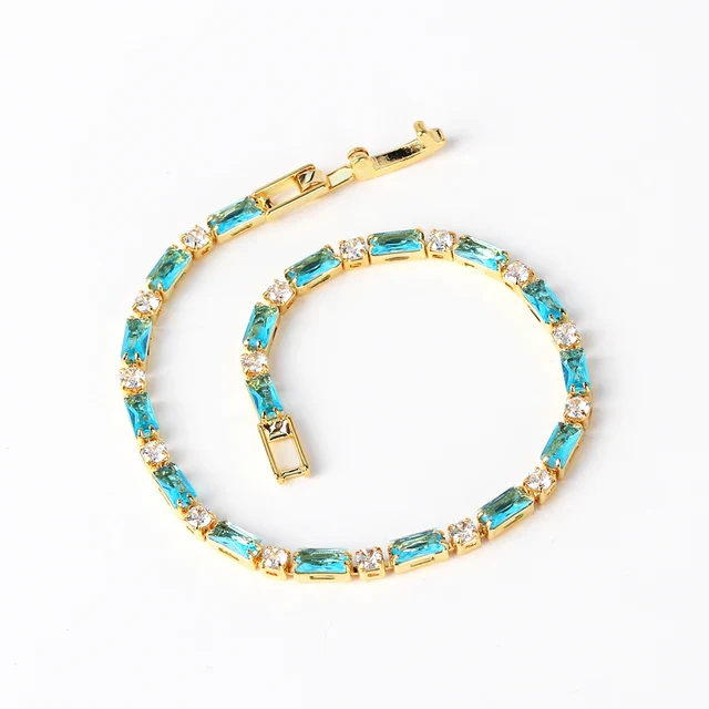 Natural Turquoise Stone Bracelet | Gold - Image 2