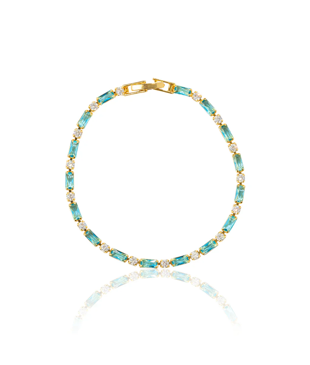 Natural Turquoise Stone Bracelet | Gold - Image 3