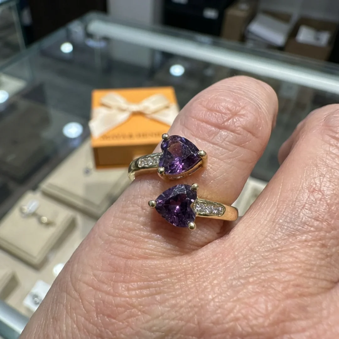 Noctira Violet Heartwrap Ring | Gold - Image 2