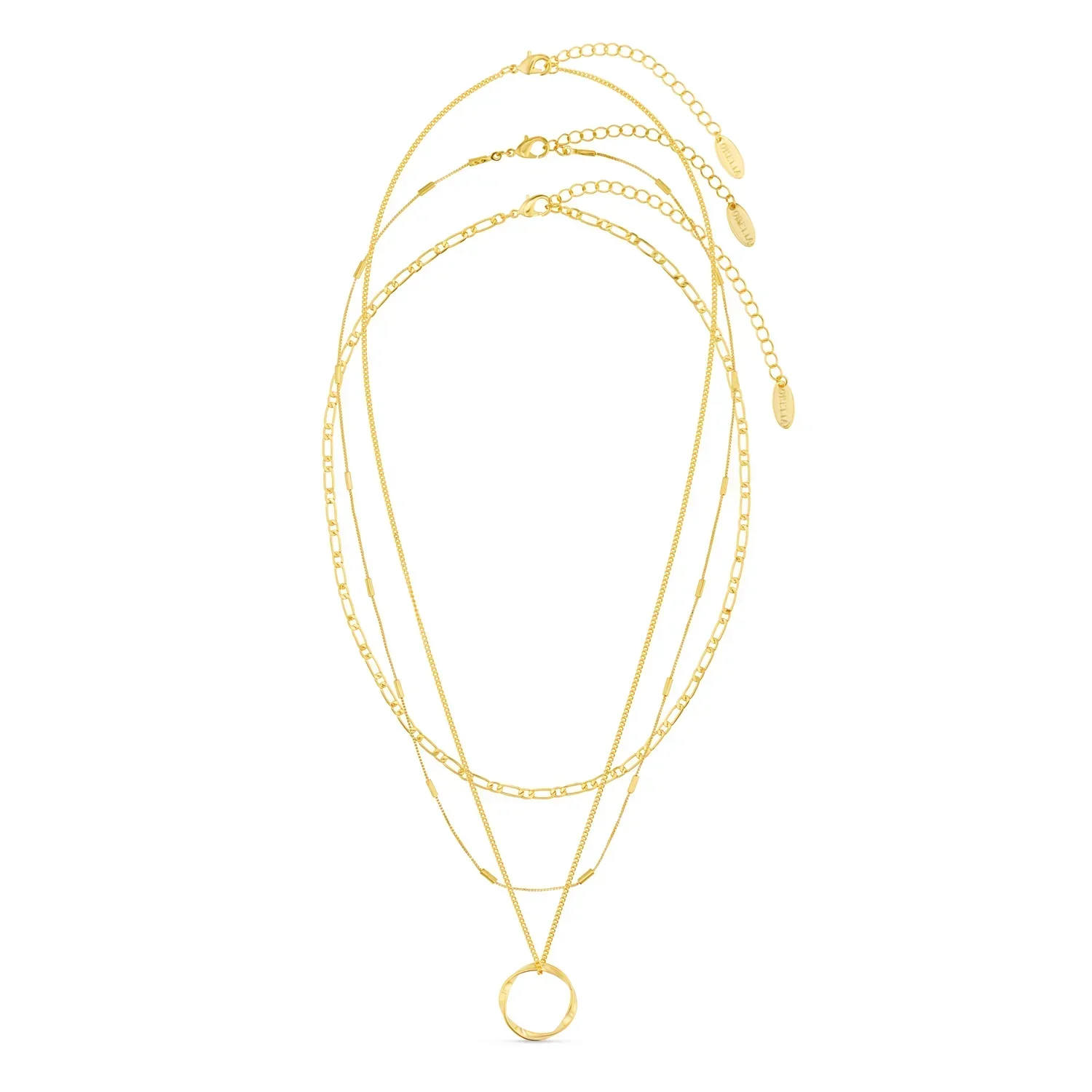 Open Circle Three Row Necklace | Gold - Image 2