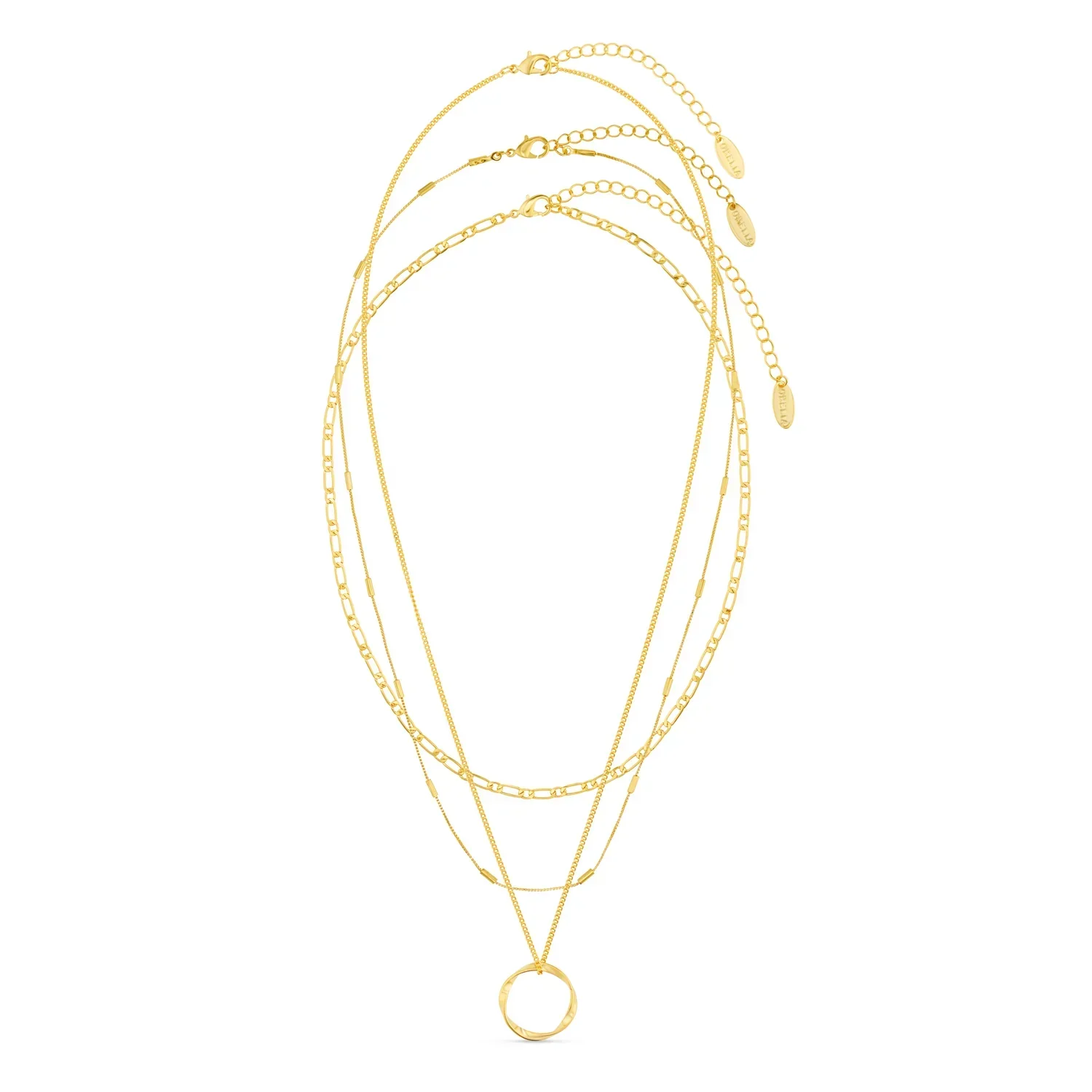 Open Circle Three Row Necklace | White Gold - Image 4