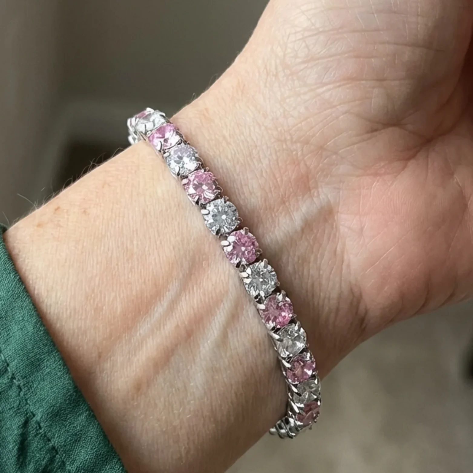 Pink Sapphire Duo Tennis Bracelet | White Gold - Image 2