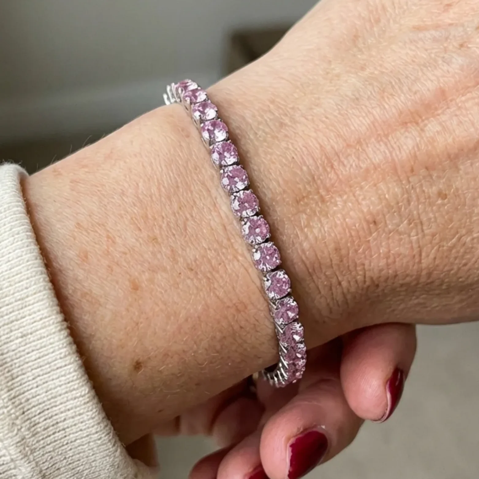 Pink Sapphire Tennis Bracelet | White Gold - Image 2