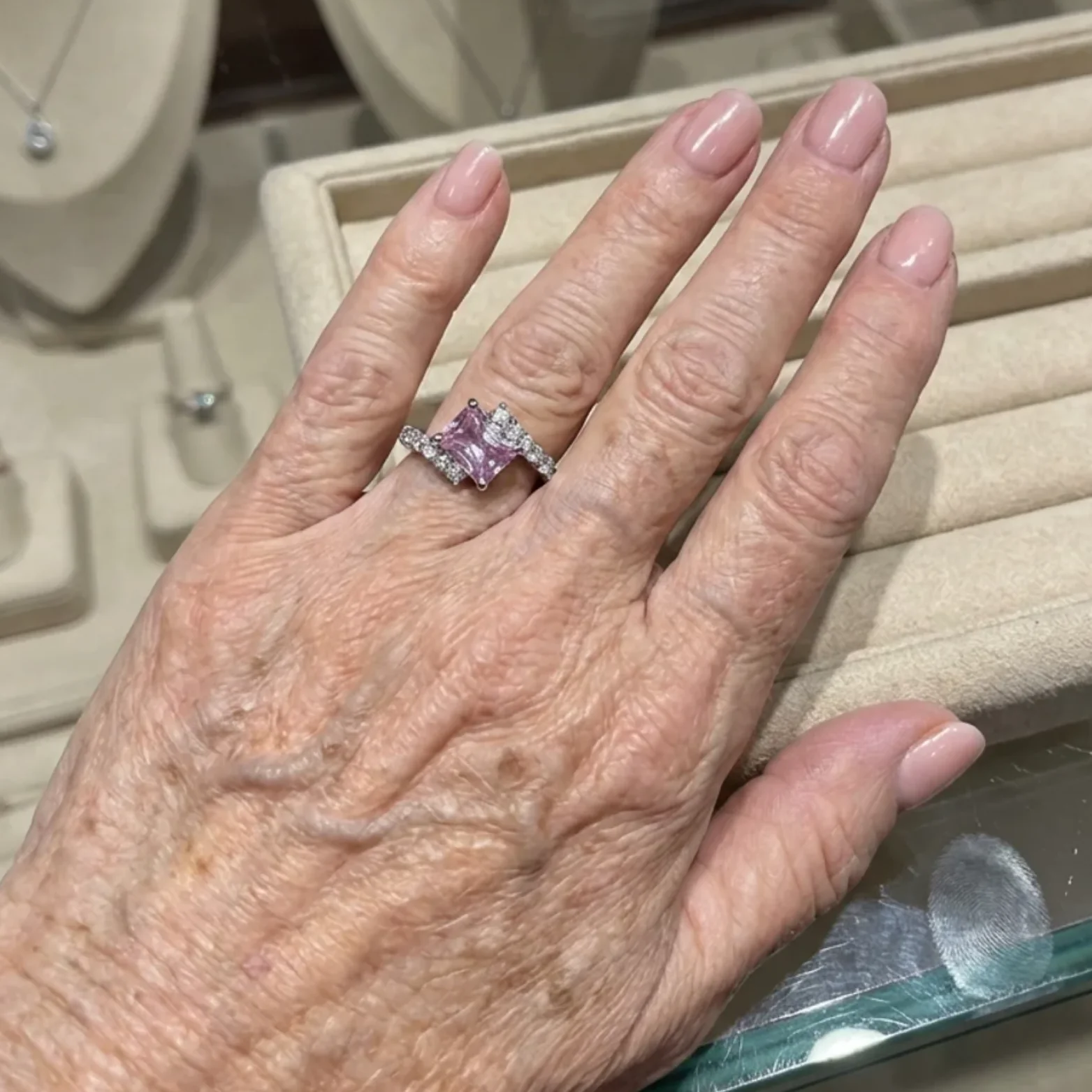 Pink Sapphire Vertex Ring | White Gold - Image 2