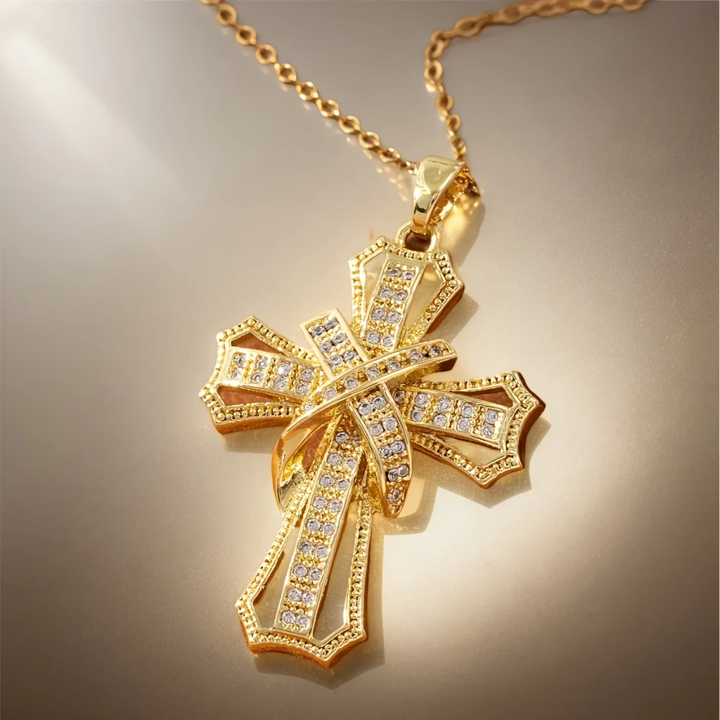 Radiant Cross Pendant Necklace | Gold - Image 2